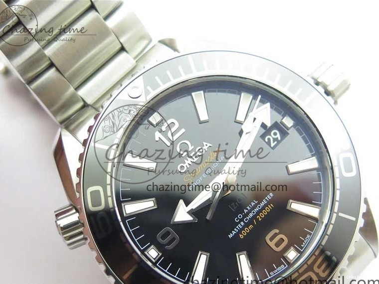 0217 Planet Ocean 39.5mm Black Ceramic Bezel SS VSF 1:1 Best Edition Black Dial on SS Bracelet A Stretchable 7890